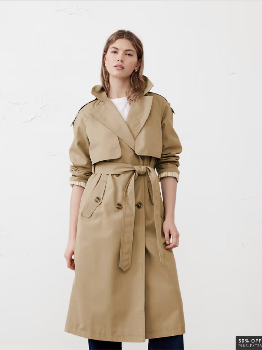 Banana Republic Timeless Taupe Double-Breasted Trench Coat